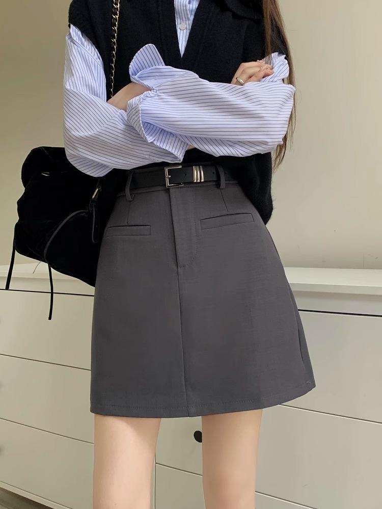 Spring 2024 Women's High-Waist A-Line College Style Mini Skirt