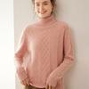 Women's Cashmere High Neck Knit Sweater - Long Sleeve, Loose, Warm, and Versatile for Autumn/Winter.