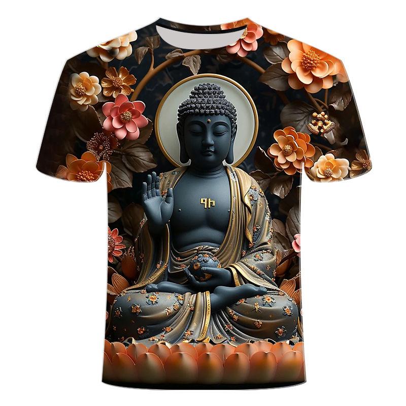 

Нова літня футболка 2024 року з 3D-принтом і круглим вирізом, популярна статуя Будди, серія вкладень для чоловіків з короткими рукавами 2XL