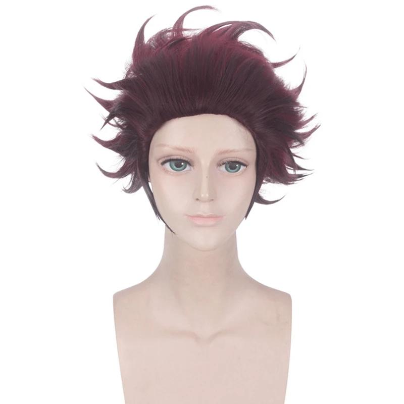 Anime Tanjirou Kamado Cosplay Demon Slayers Kimetsu No Yaiba Cosplay Costume Wig Mask Kimono Cloak Halloween Uniform Adult Kids