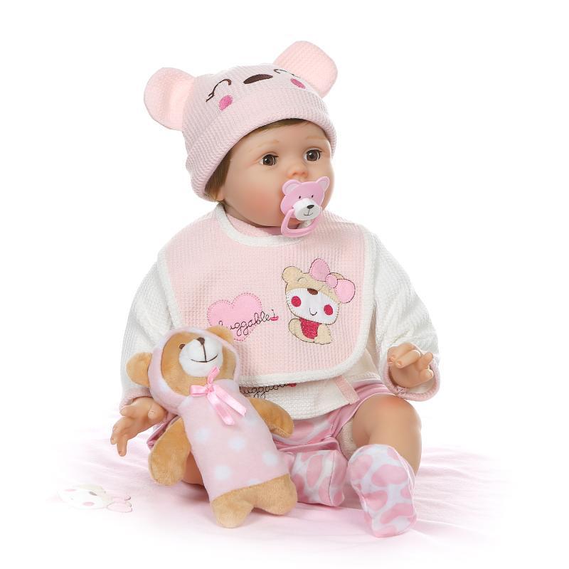 Movable Blinking Realistic Baby Doll - Cute NPK New Eyes 55 cm белый
