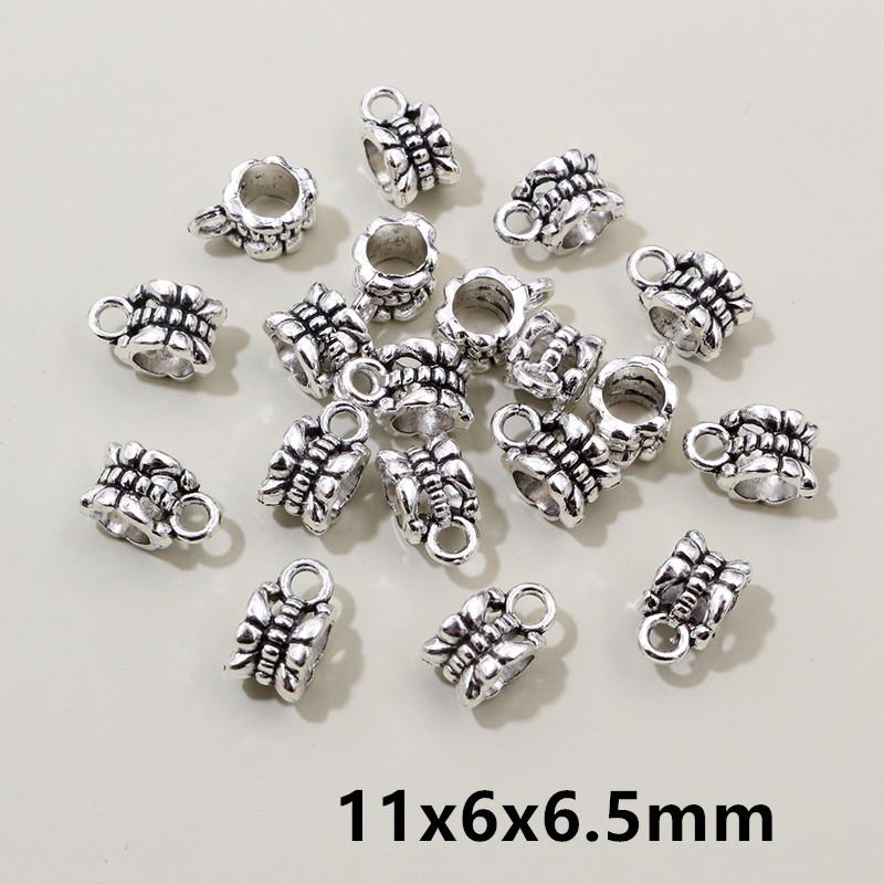 20pcs DIY Handmade Beads Tube Bails Pendants Jewelry Making DIY Necklace Antique Silver Color Bails Pendant Charm Connector
