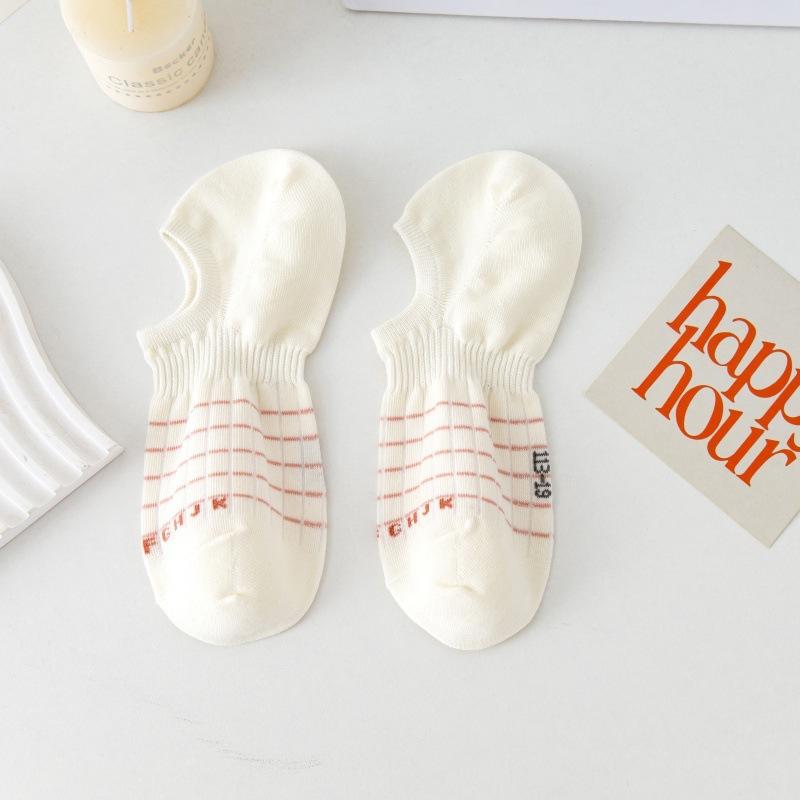 

Female Summer Lovely Mesh Stripe Low Help Student Invisible Boat Socks 1 pair рожевий