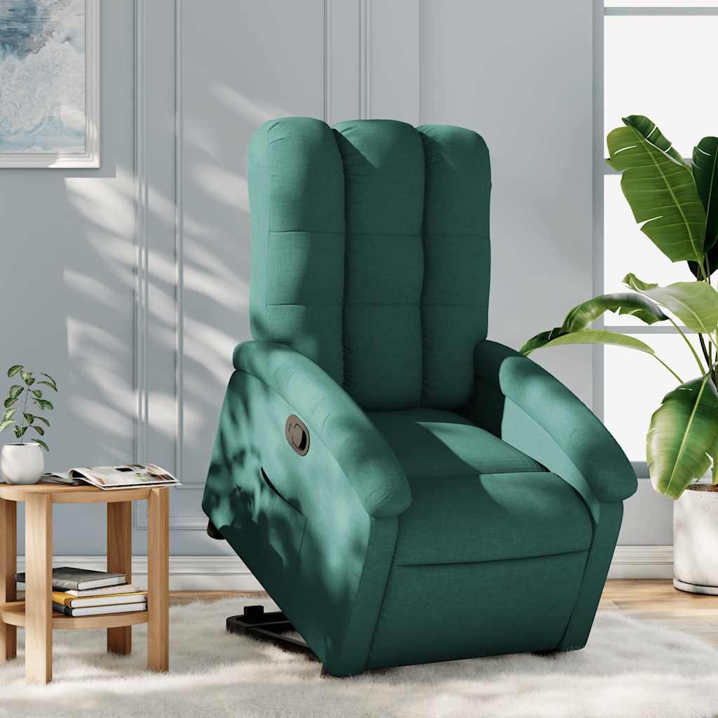Vidaxl Lift-Up Recliner, Dark Green, Fabric Upholstered