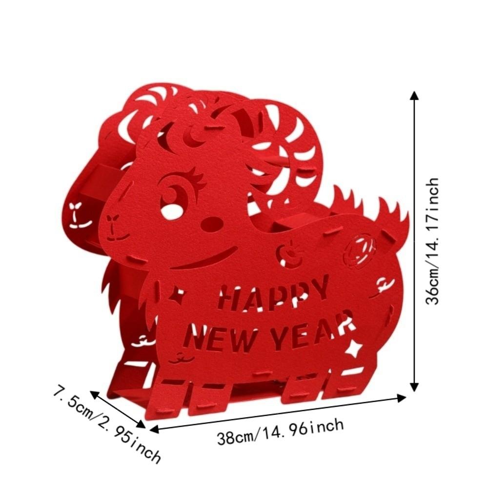3D Goat Year Desktop Ornament Red Blessing 2027 New Year Lucky Decoration flocked cloth Traditional Fu Character Ornament