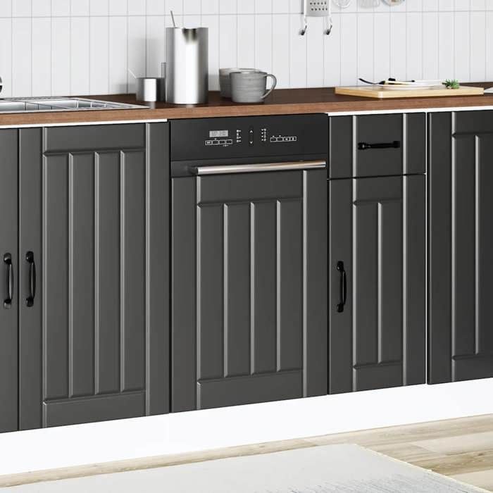 VidaXL Dishwasher Panel Lucca Black Engineered Wood, Dishwasher Front Panel, Panel, Door Panel 853888