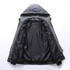 Camouflage Leather Jacket Men's Slim Zipper PU Jacket Men's Leather Jacket Hooded Leather Jacket Men