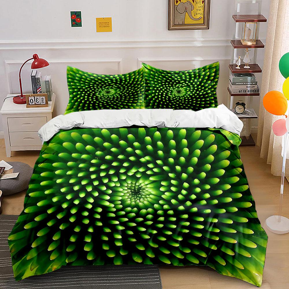 Green Spiral Decorative Set Soft Comfortable Duvet Cover Bedding Set Included 1*Duvet Cover & 2*Pillowcases, Gift