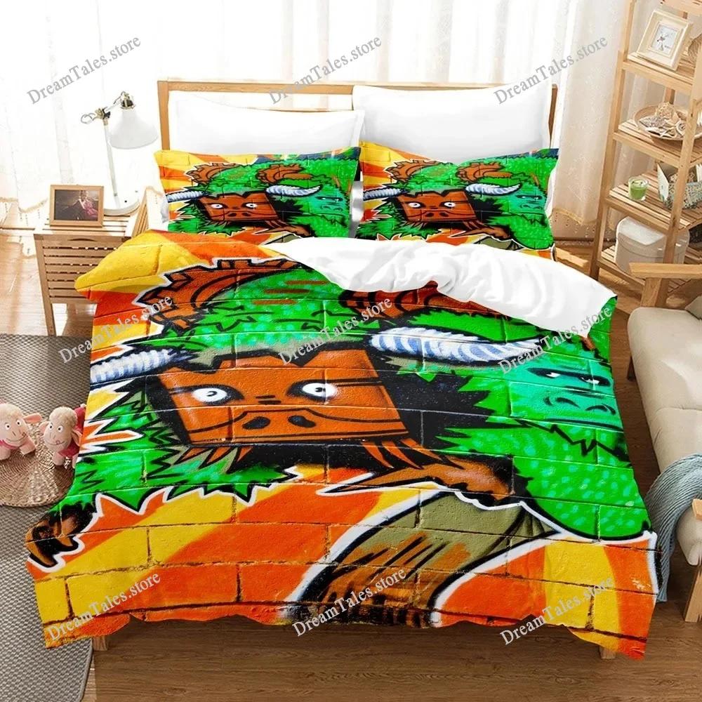Graffiti Duvet Cover Set Teen Style Pattern Bedding Street Culture Decor Set King Queen Size Hip Hop Polyester Comforter Cover74