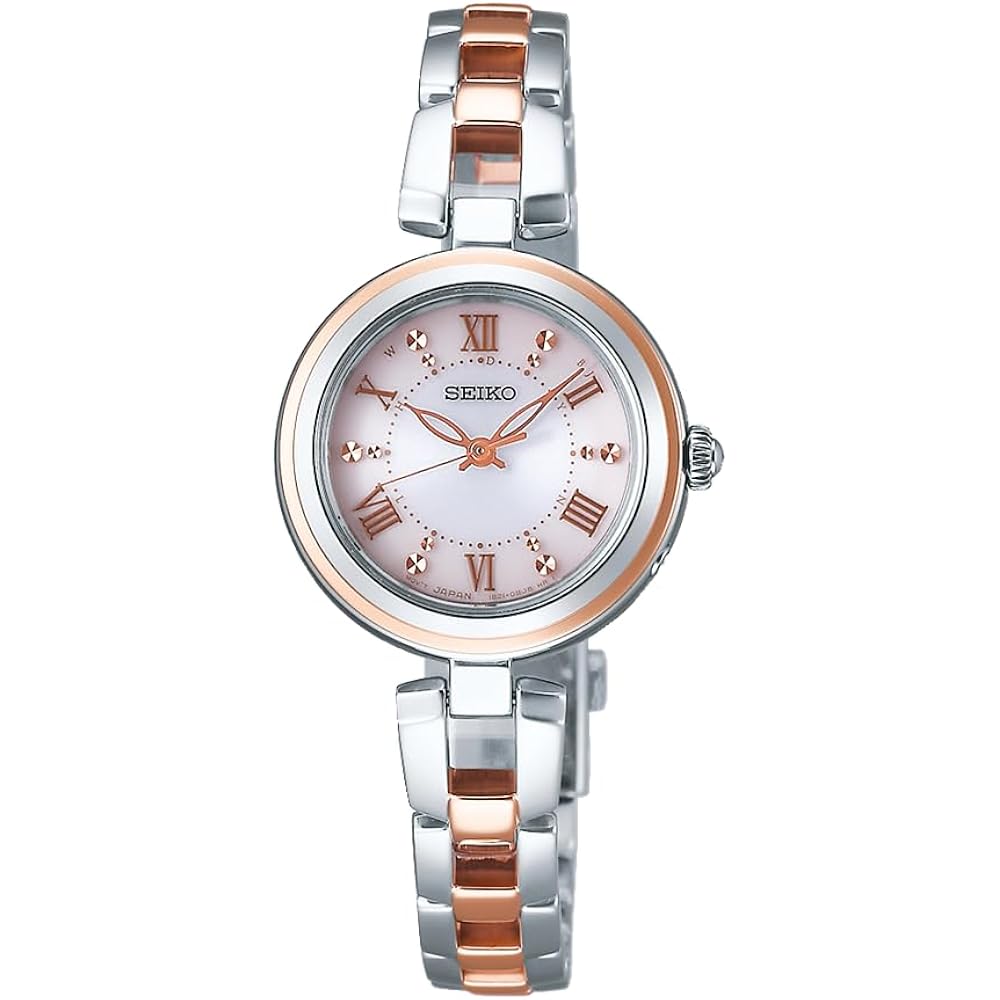 

[SEIKO SELECTION Solar Radio Wristwatch SWFH090 Silver & Pink Gold Ladies