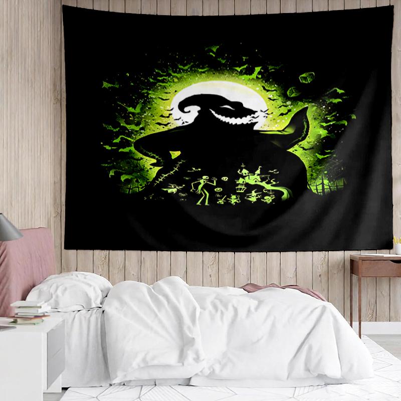 The-Nightmare-Before-Christmas Print Tapestry, Backdrop, Easy Setup, Ideal for Bedroom, Office & Living Room, with Aesthetic Wall Hanging Decor.