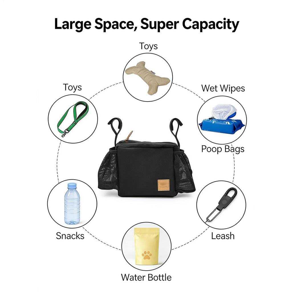 Dog Stroller Bag Water Resistant Pet Carrier Bag Puppy Pram Bag For Walking Shopping Traveling Camping Indoor Outdoor Home