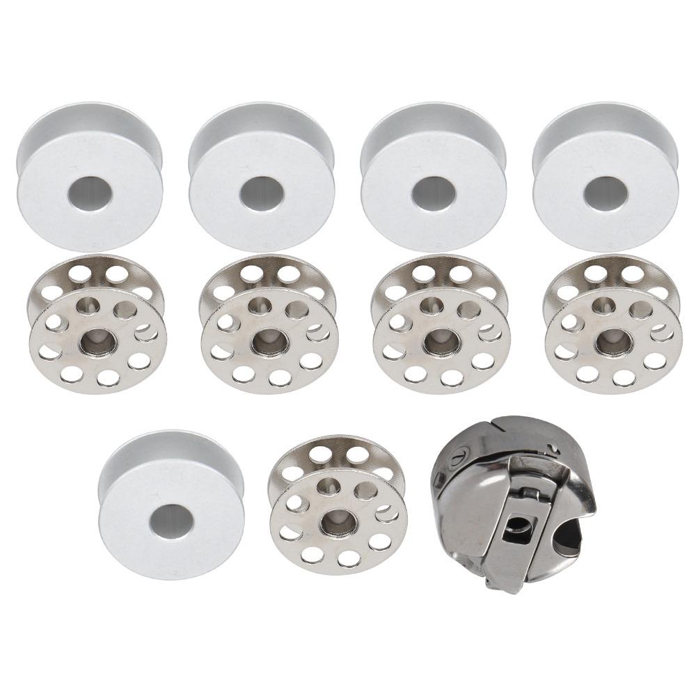 11pcs Iron Metal Spool Aluminum Sewing Bobbin Bobbin Case  Industrial Sewing