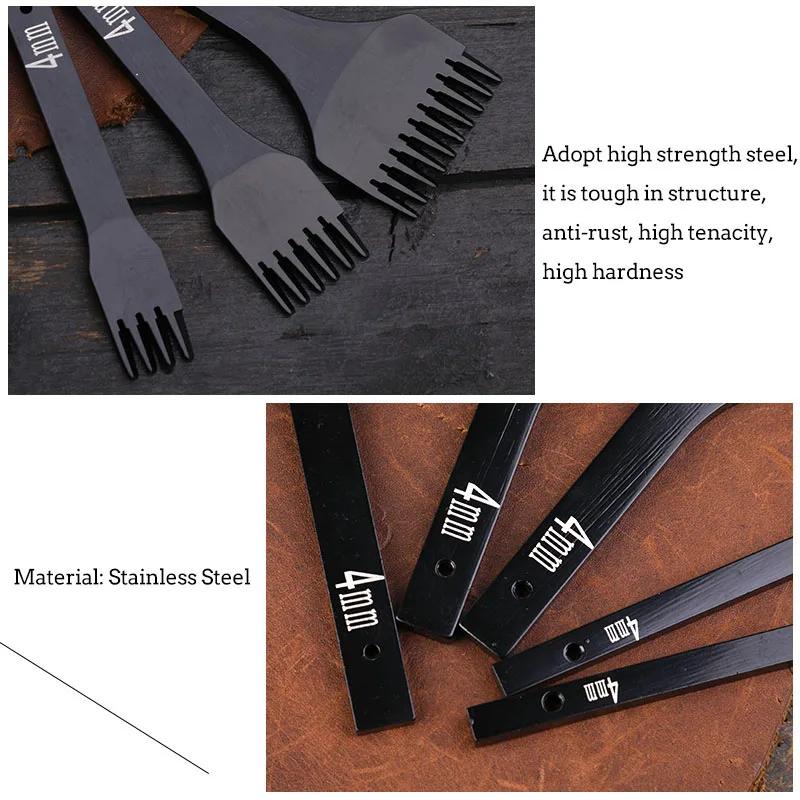 Fenrry 4mm 1/2/4/6 instrument de cusătură cusătură perforatoare din piele Instrument de perforare spațiere Daltă din piele pentru cusut manual DIY