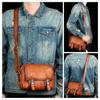 Whatna Antique-Style Tanned Natural Cowhide Leather One-Shoulder Men's Body Bag, Crossbody Bag, Shoulder Bag, Handbag, Chest Bag, Horizontal Style,