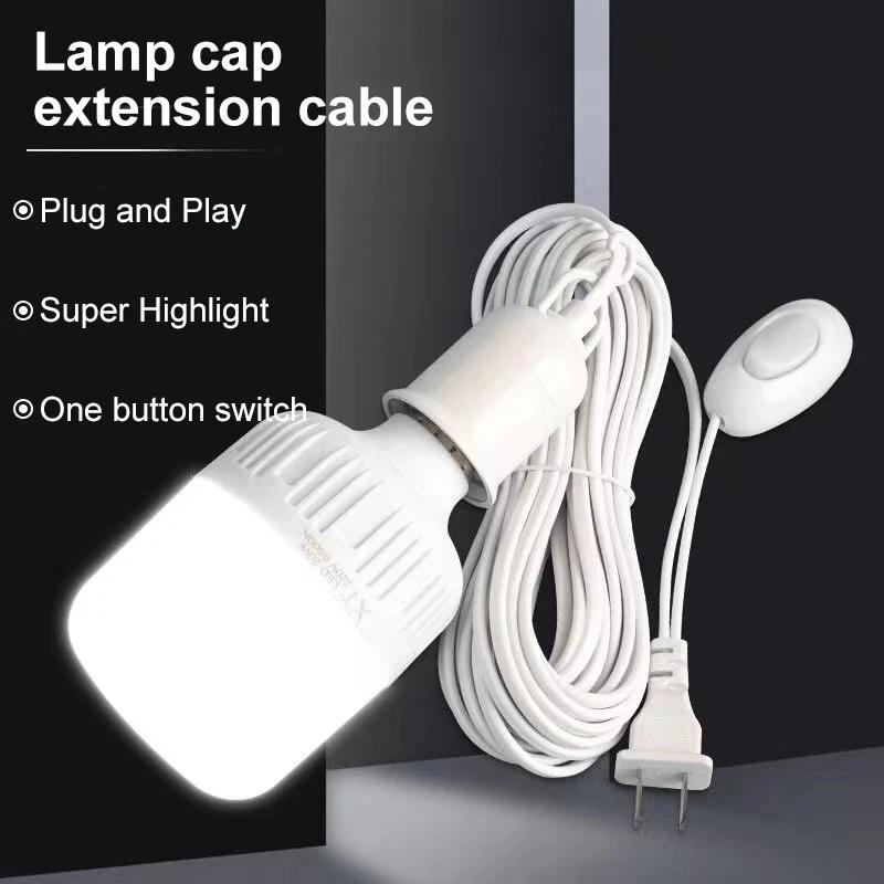 Lamp Bases Universal With Switch Led Bulb Socket Adapter E27 Screw Lamp Holder Accessories Tools Two Plugs Suspension