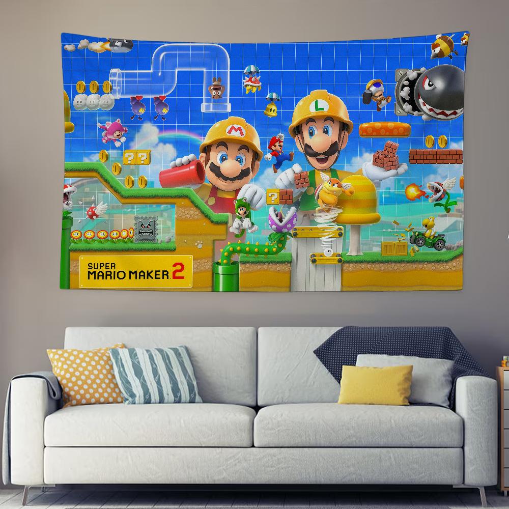 Cute Cartoon Super Marios Bro Tapestry Background Hanging Cloth Bedroom Room Decor Aesthetic Tapestry Wall Party 74x94cm(29x37in)
