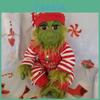 Brinquedo de Pelúcia Elfo Listrado Verde de 30cm Para Presente de Natal