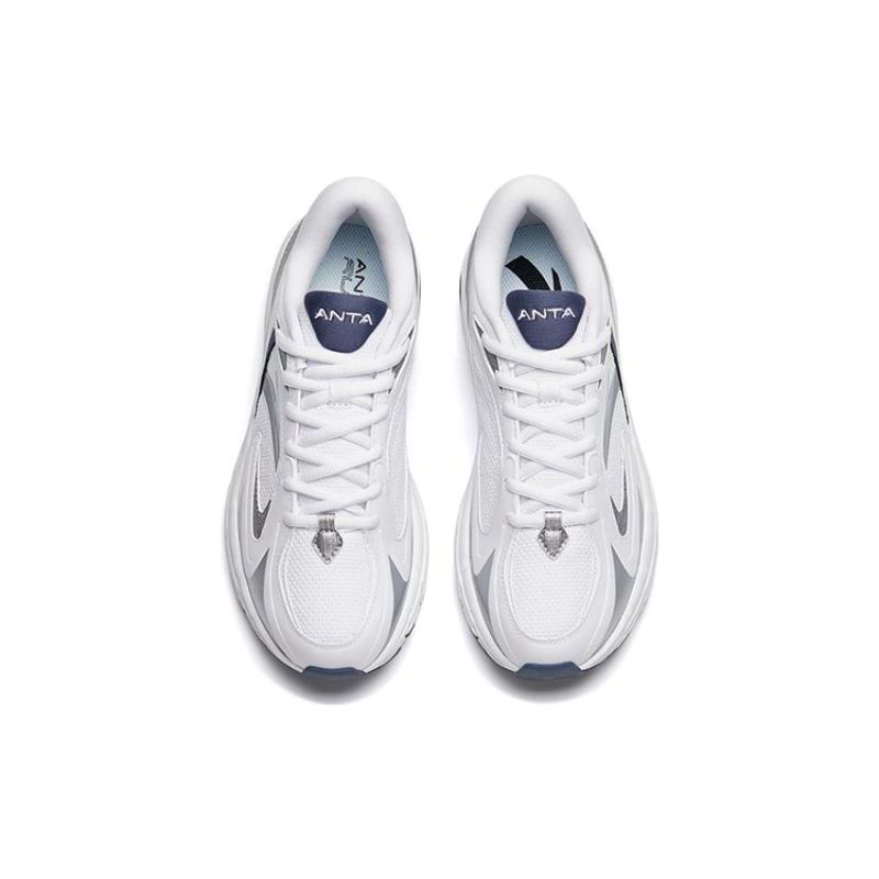 Anta AT952 Anti Slip Wear Resistant Breathable Lightweight Low Top Casual Running Shoes Women's White Silver Blue Sneakers 922235597-2