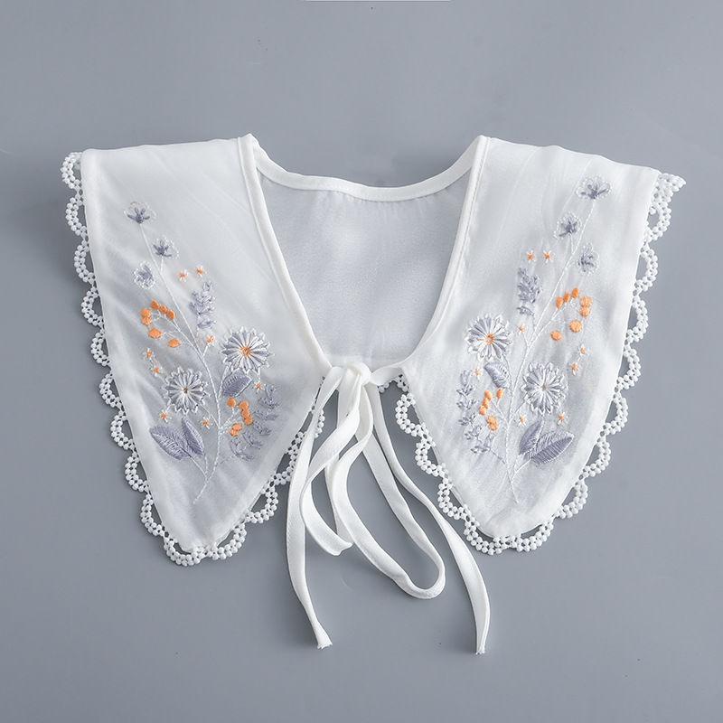 Fashion  Women Girls Lolita Doll Shawl Fake Collar Embroidery Necklace Lapel Blouse Shoulder Wrap Short Capelet False Collar