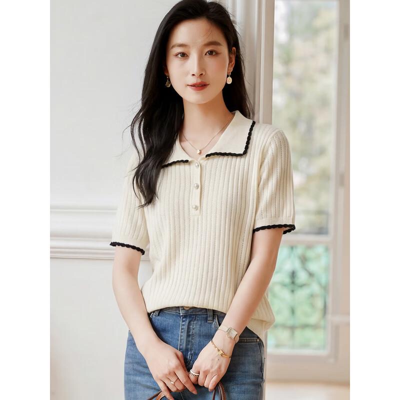 Women's Summer Knitted Short Sleeve Polo T-Shirt