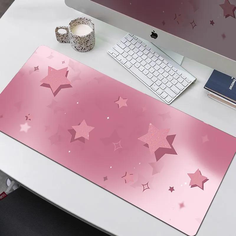 Black And Pink Gradient Star Korean Mouse Pad Extra Large Female Sweet Cool Healing Computer Office Keyboard Desk Anti Slip Mat