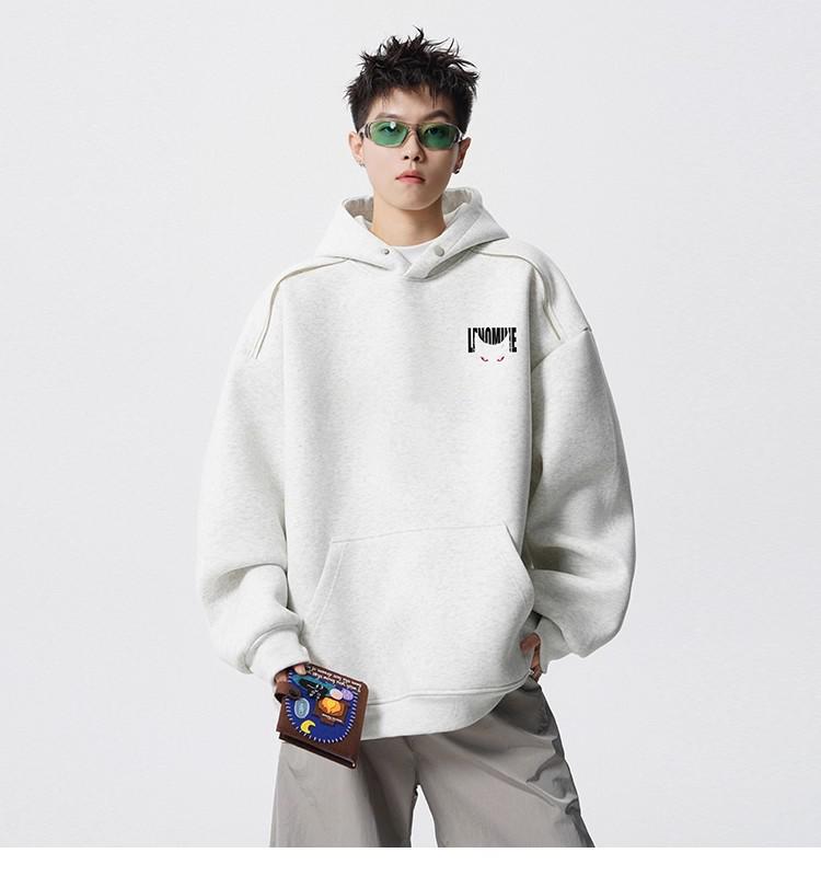 Men's Autumn American Brand Devil Cat Print Hoodie, Heavyweight & Trendy Stiff Sweatshirt, Cleanfit Base Layer.