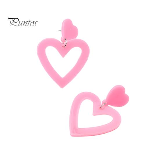 

1 пара серег-гвоздиков, легкие акриловые серьги-подвески с сердечками, гипоаллергенные, красочные, простые для женщин розовый