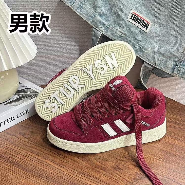 Hong Kong-stil herresko burgunder brødsko herre inn tide 2024 høst retro ny street style allsidige avslappede boardsko