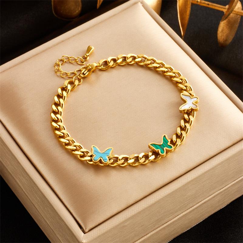 Gold Plated Stainless Steel Byzantine Link Chain Bracelet