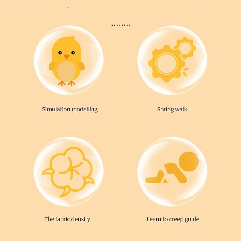 1pcs Animals Toy Children Boy Girl Cute Wind Up Jumping Chick Plush Stuffed Animals Chick Clockwork Walking Playthings Kids Fun Play Gifts