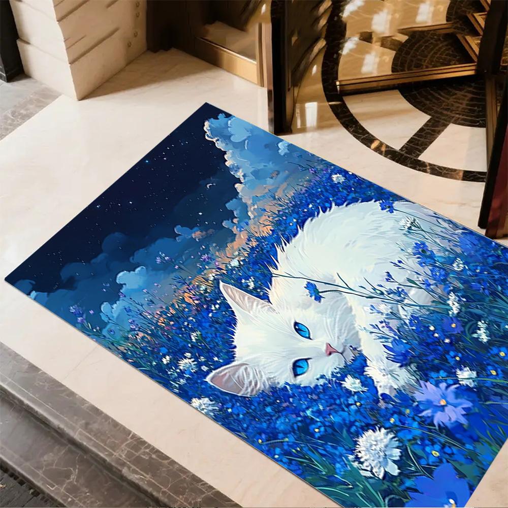 

1pc home carpet with butterfly and cat design non slip office decor bedroom gift living room 40cmx60cm