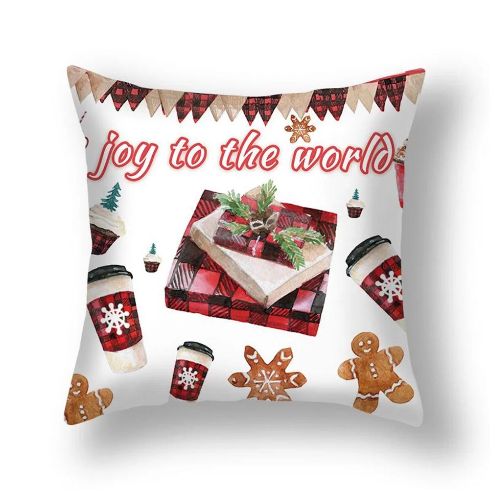 Home Christmas Cushion Cover Pillowcase   Sofa Decorations Happy New Year  Funda De Almohada
