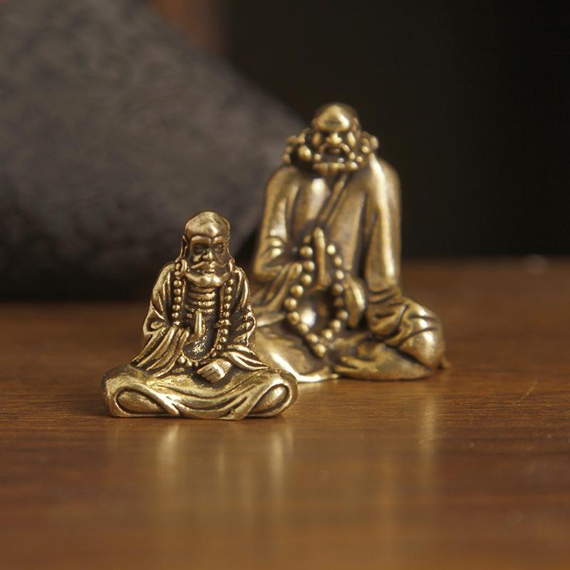 Vintage Brass Zen Meditation Figurine Hand-Cast Antique Tea Pet For Desk, Tea Table & Mindful Space Decor