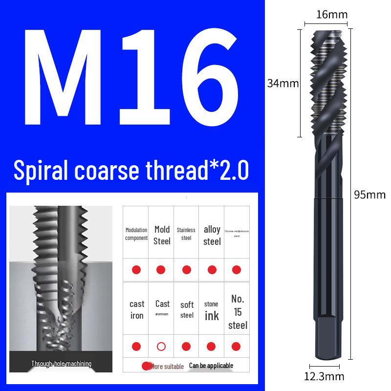 65° Nitridační strojový spirálový závitník pro nerezovou ocel, Velikosti M3-M12