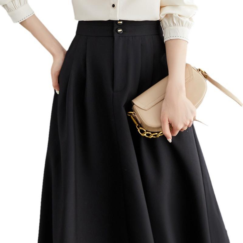 Bust Skirt Women Spring and Autumnal New Black Skirt Temperament A Word Long Skirt