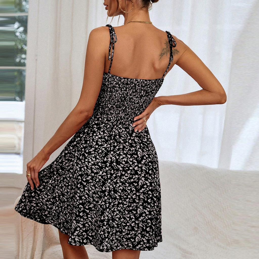 Women's Summer Printed A-Line Midi Slip Dress