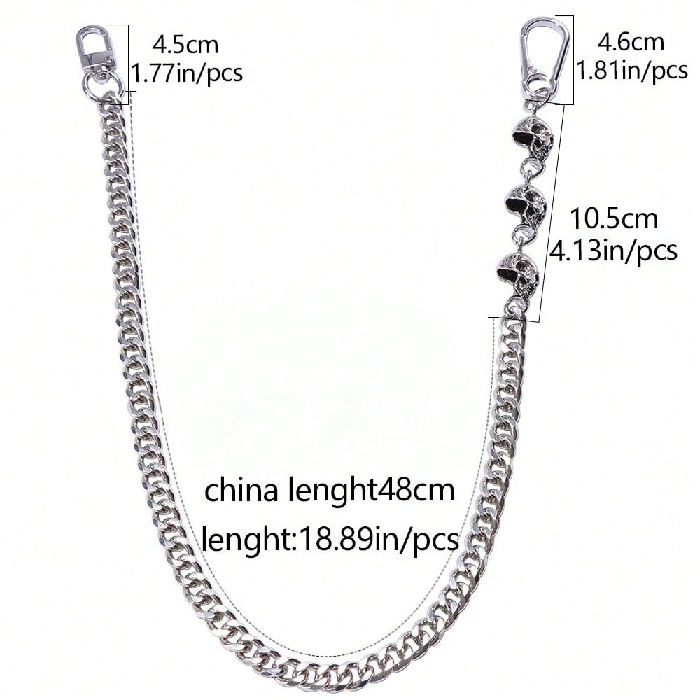Accessories: Single-Layer Men's Skull Heavy Pants Chain, Personalized Skull Jeans Pants Chain