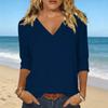 Damen V-Ausschnitt Locker Geschnittenes T-Shirt Lässiges Leinen Baumwollmischung Oberteil Langarm Basic Pullover Entspannte Passform Bluse für den Täglichen Gebrauch