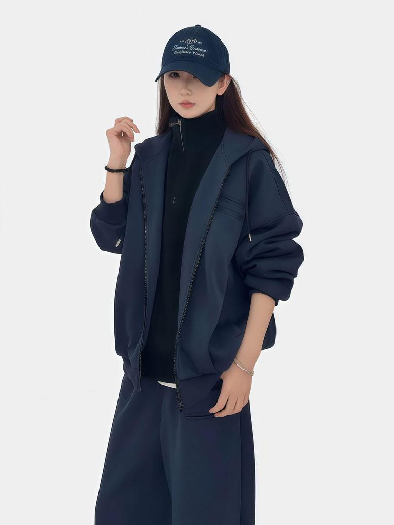 Unisex Heavyweight Trendy Sports Hoodie & Sweatshirt Two-Piece Set for Autumn