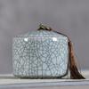 Creative Cracked Ceramic Tea Caddy with Lid Porcelain Sealed Candy Caddy Portable Tea Box Desktop Decoration Home Decoration New