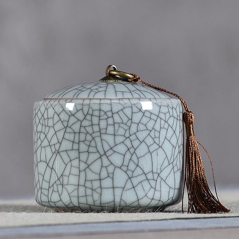 Creative Cracked Ceramic Tea Caddy with Lid Porcelain Sealed Candy Caddy Portable Tea Box Desktop Decoration Home Decoration New
