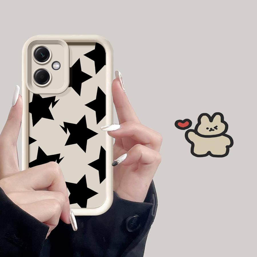 Black White Stars Lichee Pattern Phone Cover Case for Xiaomi Poco F8 C61 X3 Pro C51 X3 NFC C50