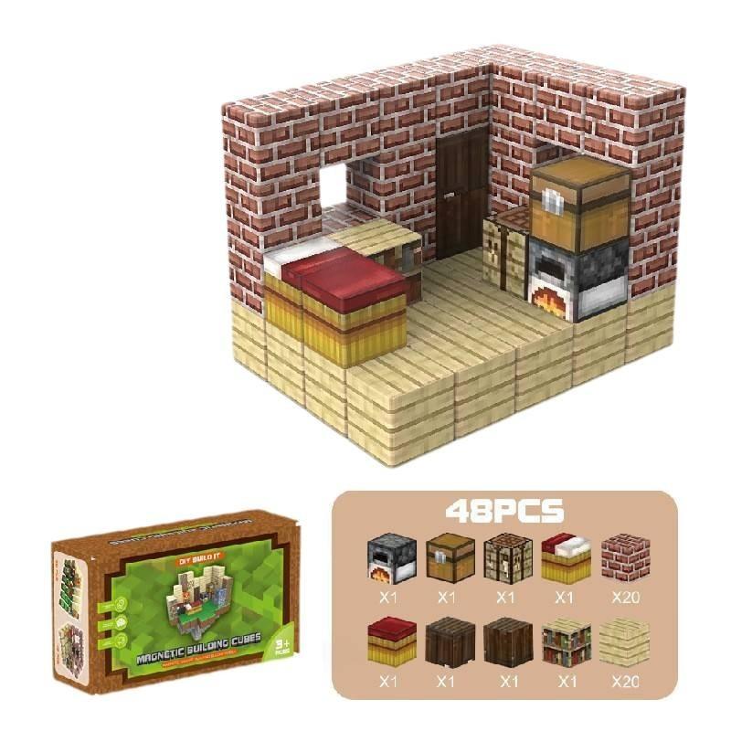 Vibrant Magnetic Building Blocks Set Minecraft Theme Diy Construction Toys