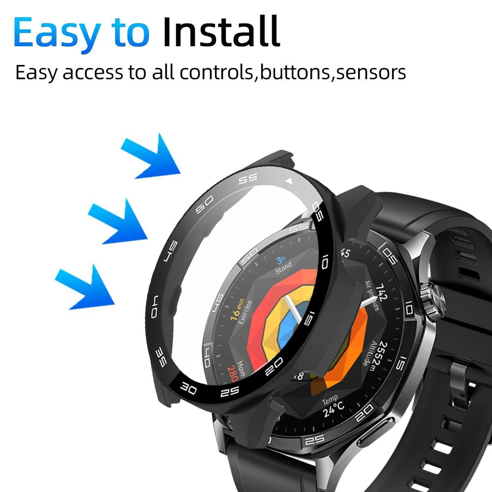 Skal för Huawei Watch GT 5/GT5 Pro 46mm Härdat glas Skärmskydd&Hård PC Skyddande Stötfångare Huawei GT5 Skydd Tillbehör