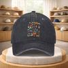 Insect Butterfly Print Washed Denim Baseball Cap Vintage Adjustable Streetwear Outdoor Cap