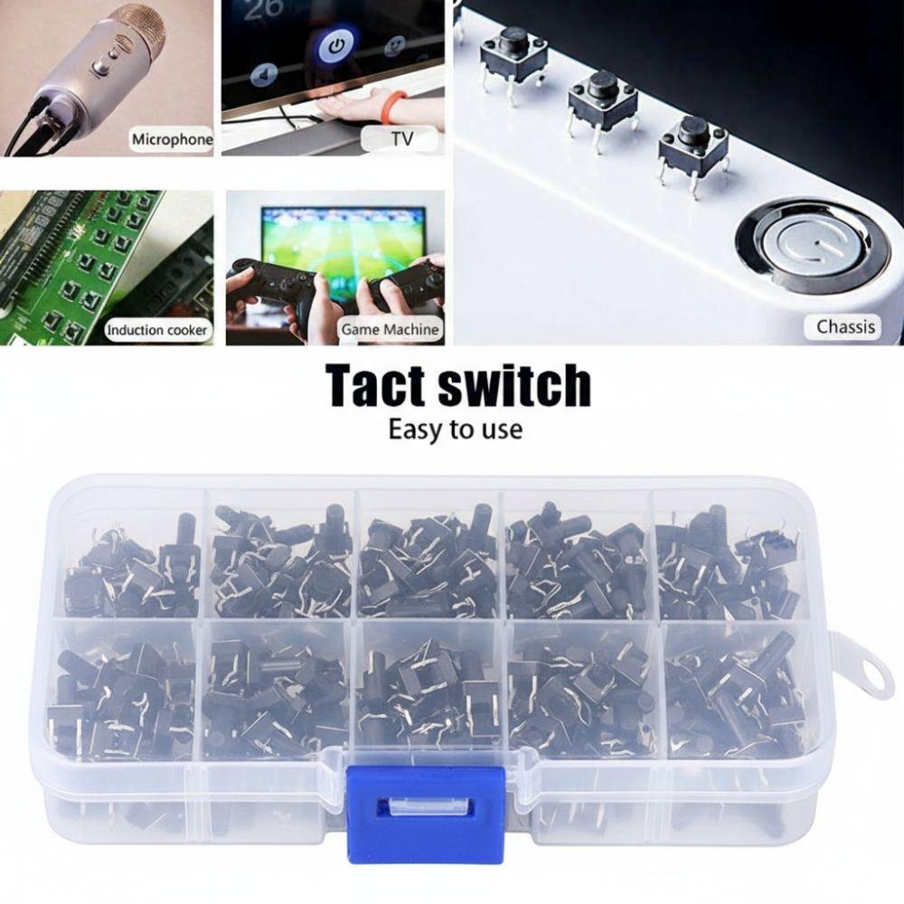 200PCS 6x6mm Micro Momentary Tact Switch 10 Values Button Switch Assortment Kit PCB Assembly
