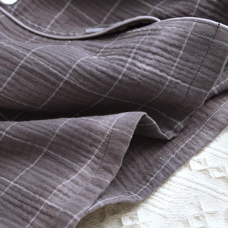 Pánské klasické kostkované pyžamo: Čistá bavlna, Dlouhý rukáv, Lehký krep, Klopa, Volný střih, na jaro a podzim