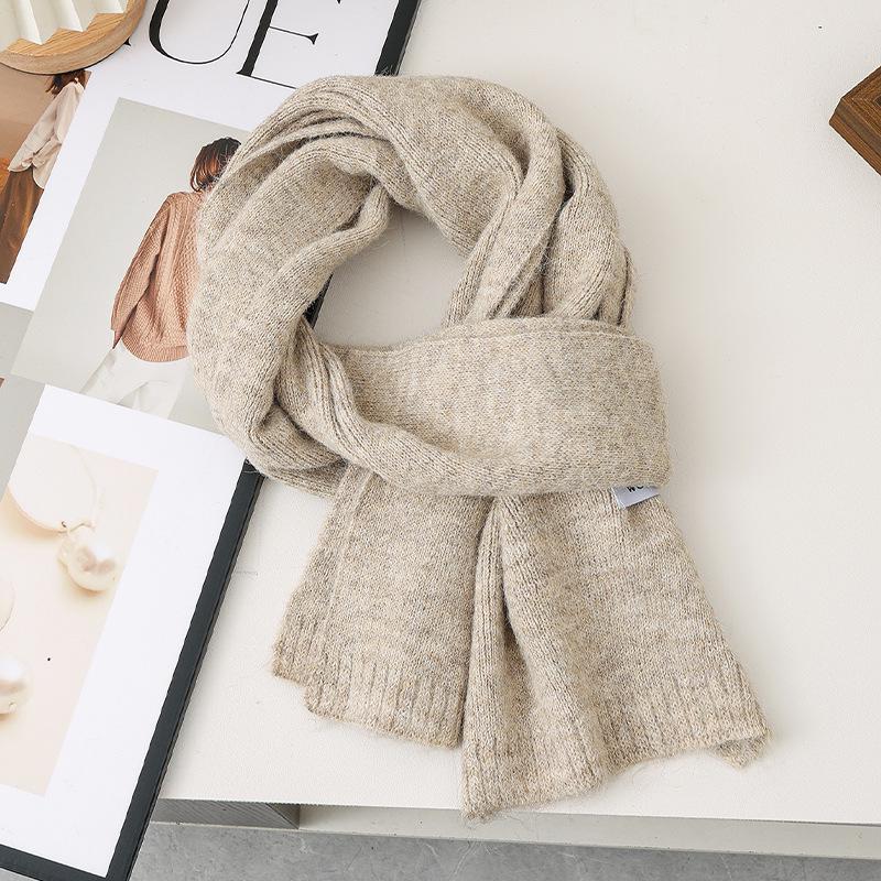 Hiver 2025 Écharpe Rouge en Laine Tricotée Haut de Gamme pour Femmes Style Coréen