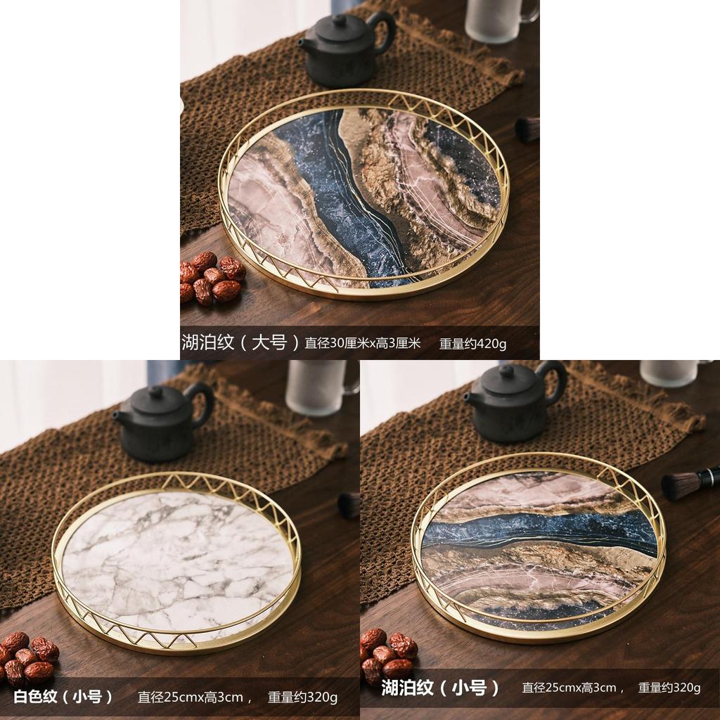 Minimalist Marble Snack Tray With Storage For Home Office And Relaxation